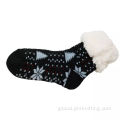 China Anti-slip Lounge Knitted Slipper Socks With Sherpa Lining Supplier